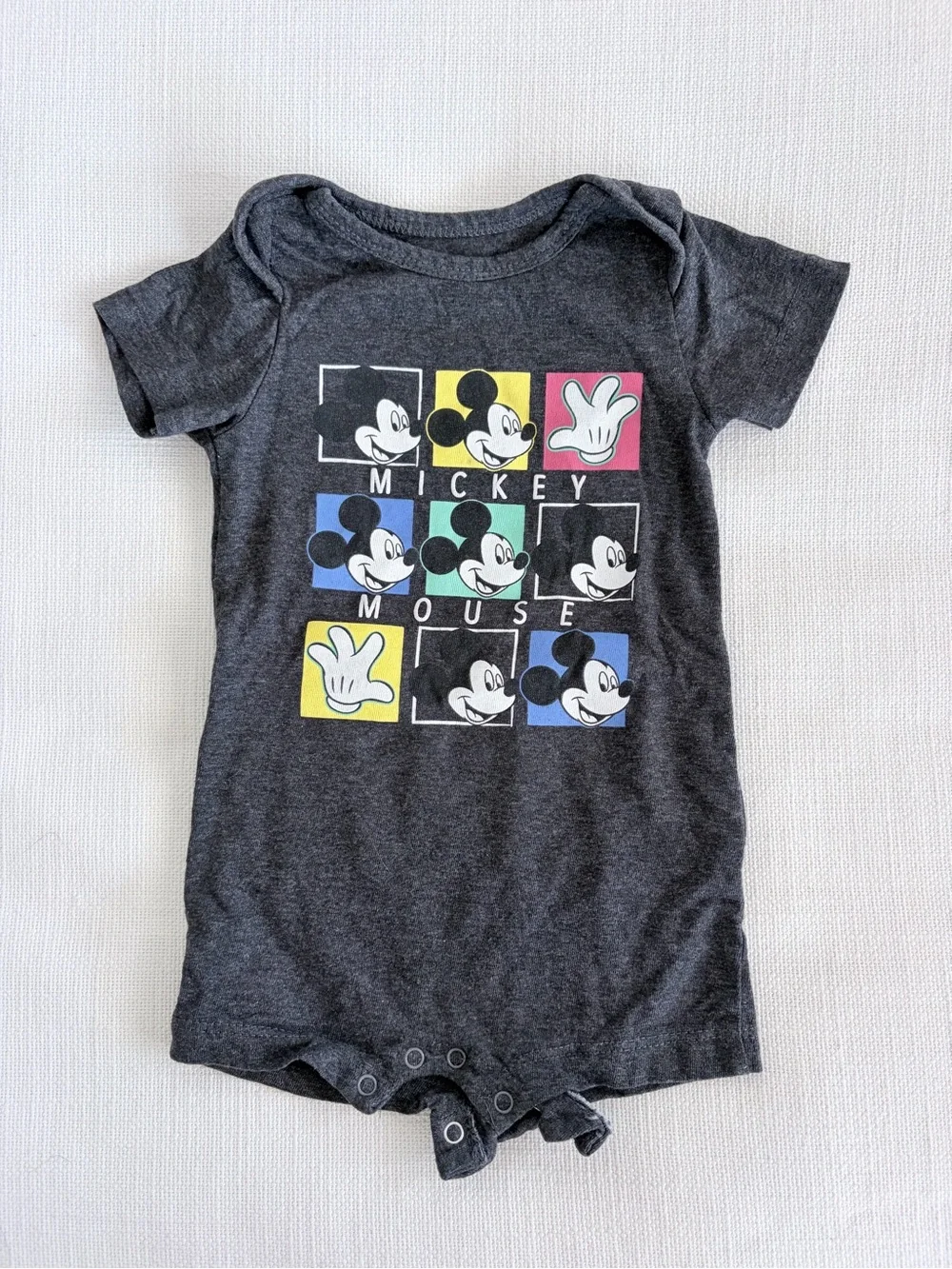 Mickey Mouse Charcoal Graphic One-Piece Romper for Kids